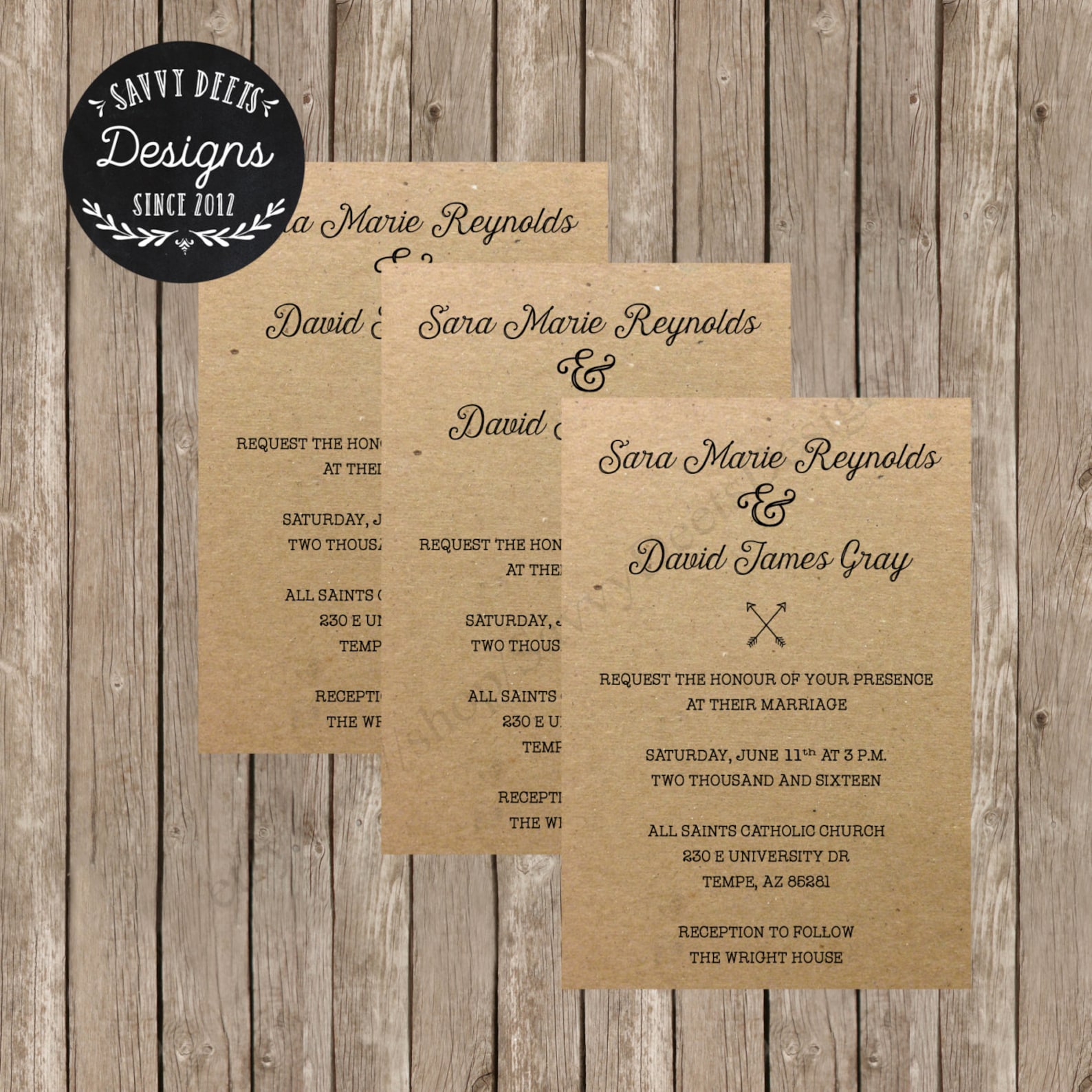 Kraft Wedding Invitation Printable Printable Invitation Etsy