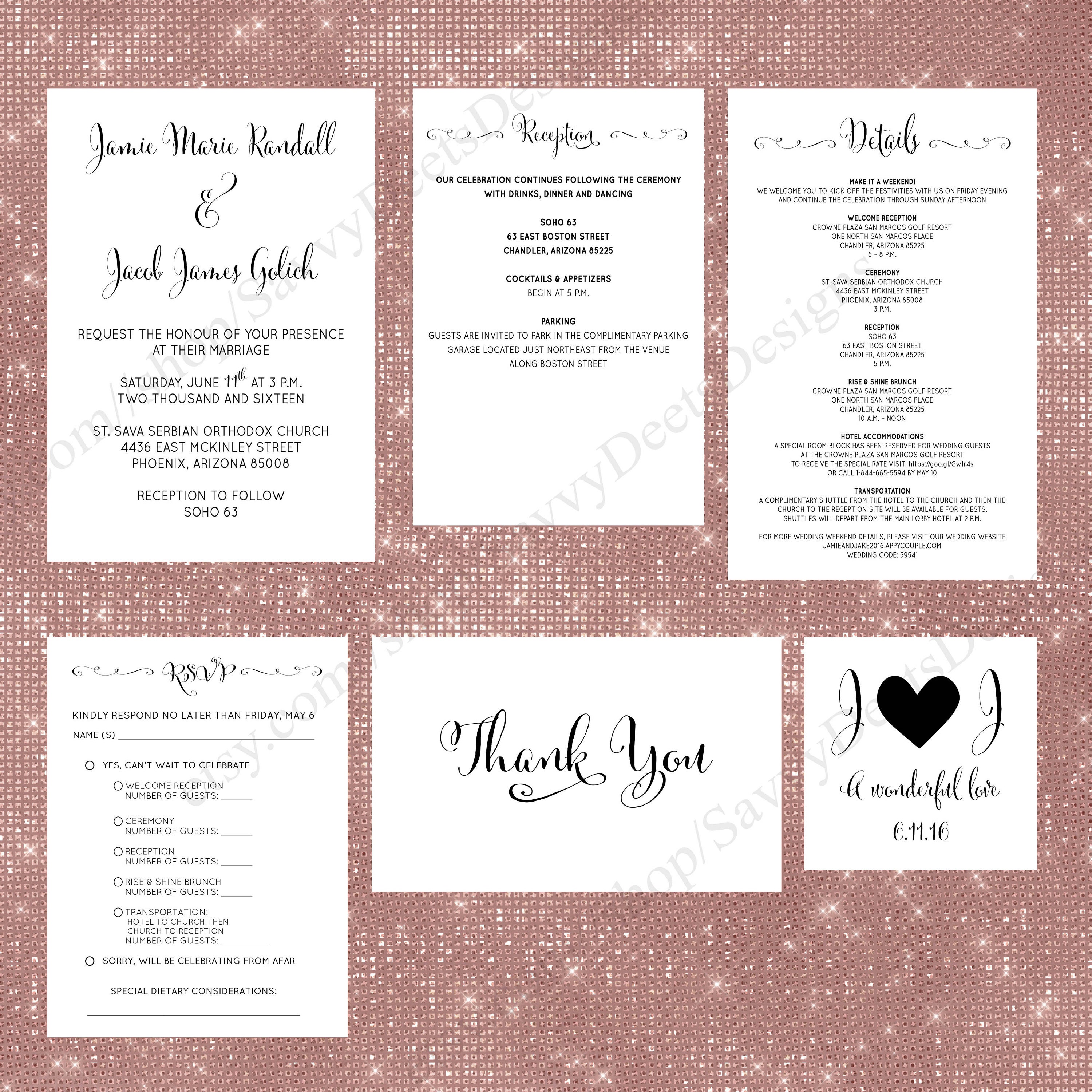Wedding Invitation Suite Printable Set Printable Wedding