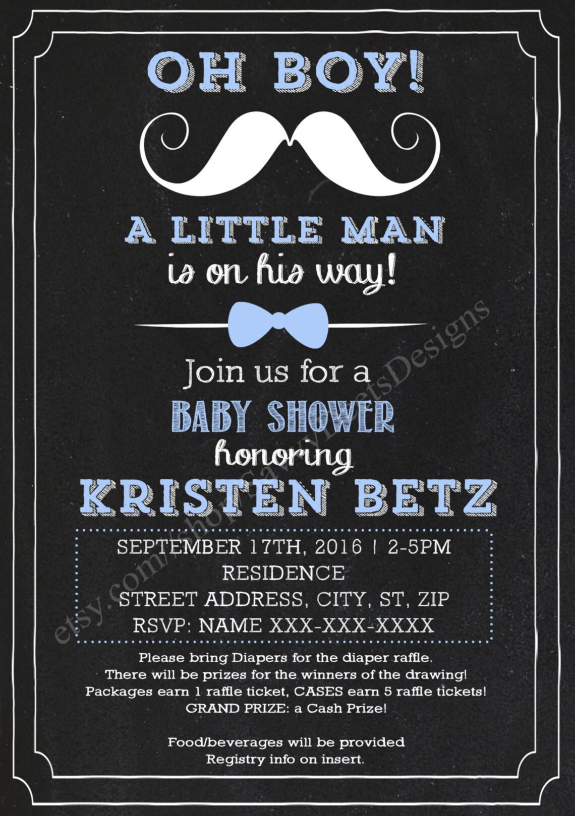 Little Man Baby Shower Invitation Little Man Baby Shower Etsy