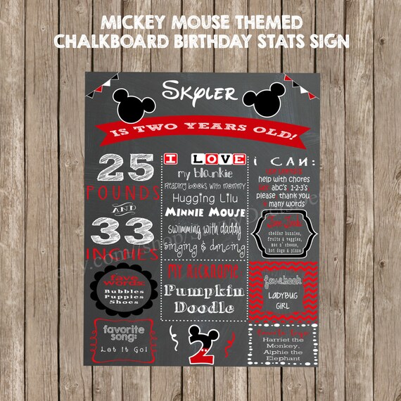 Items similar to Chalkboard Mickey Mouse Birthday Sign - Mickey Mouse ...