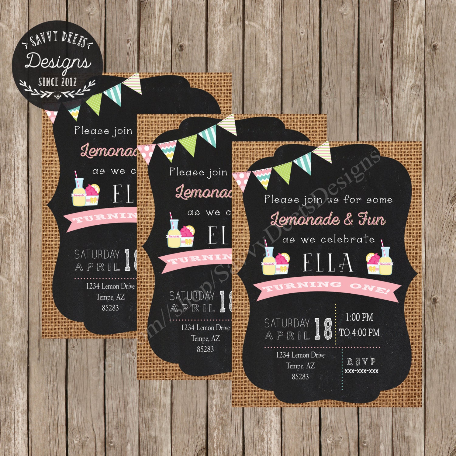 Lemonade Stand Birthday Invitation Chalkboard Lemonade Etsy
