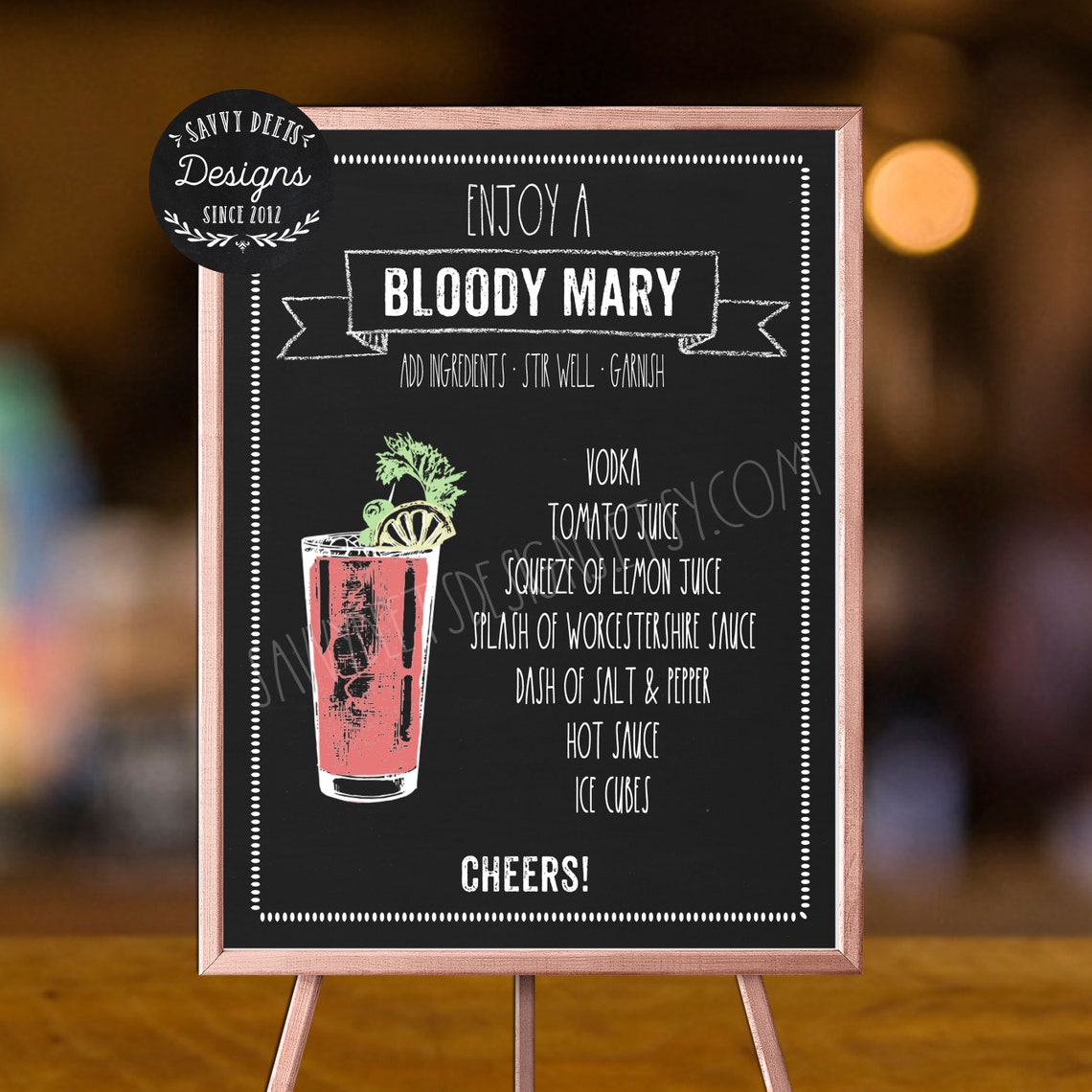Bloody Mary Bar Chalkboard Sign Printable Bloody Mary Sign - Etsy