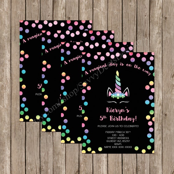 Unicorn Urodziny Zaproszenie Do Druku Tecza Jednorozec Etsy