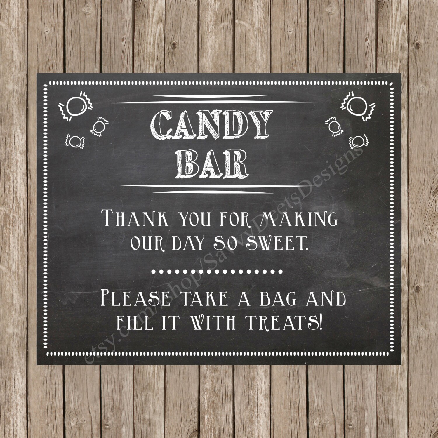 Chalkboard Wedding Candy Bar Printable Sign Etsy