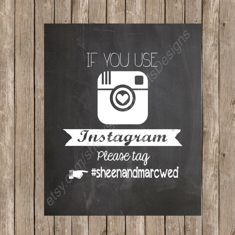 Instagram Sign Printable Chalkboard Wedding Instagram Sign Etsy