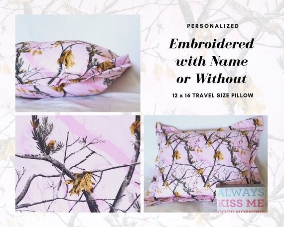 Personalized Pink Camo Toddler Nap Pillow Embroidered Home Decor Camo Bed Pillow Pink Realtree Camo Daycare Travel Size Pillow