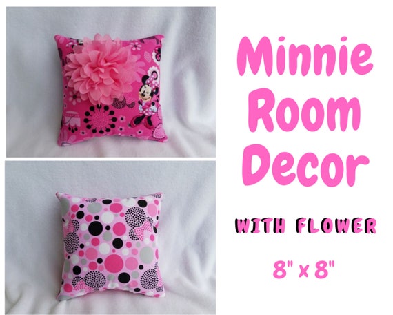 Pink Minnie Bed Decor Pillow Minnie Mouse Pillow With Flower Small Birthday Girl Pillow