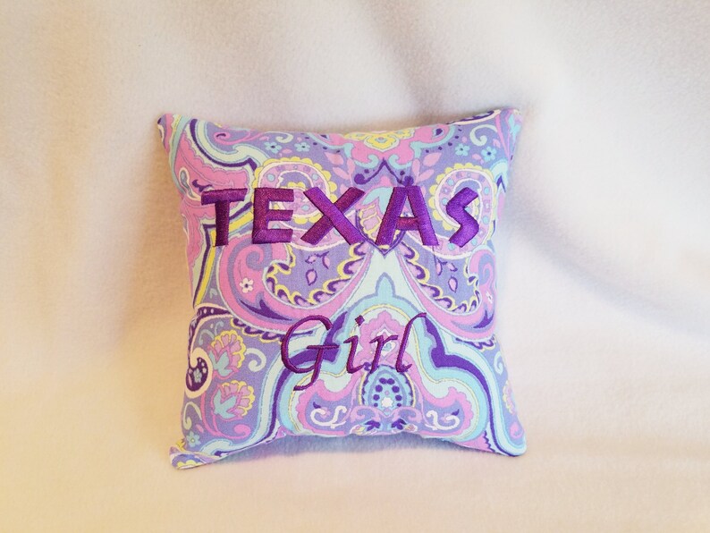 Embroidered Pillow Baby Shower Gift Small Bed Pillow Texas Etsy
