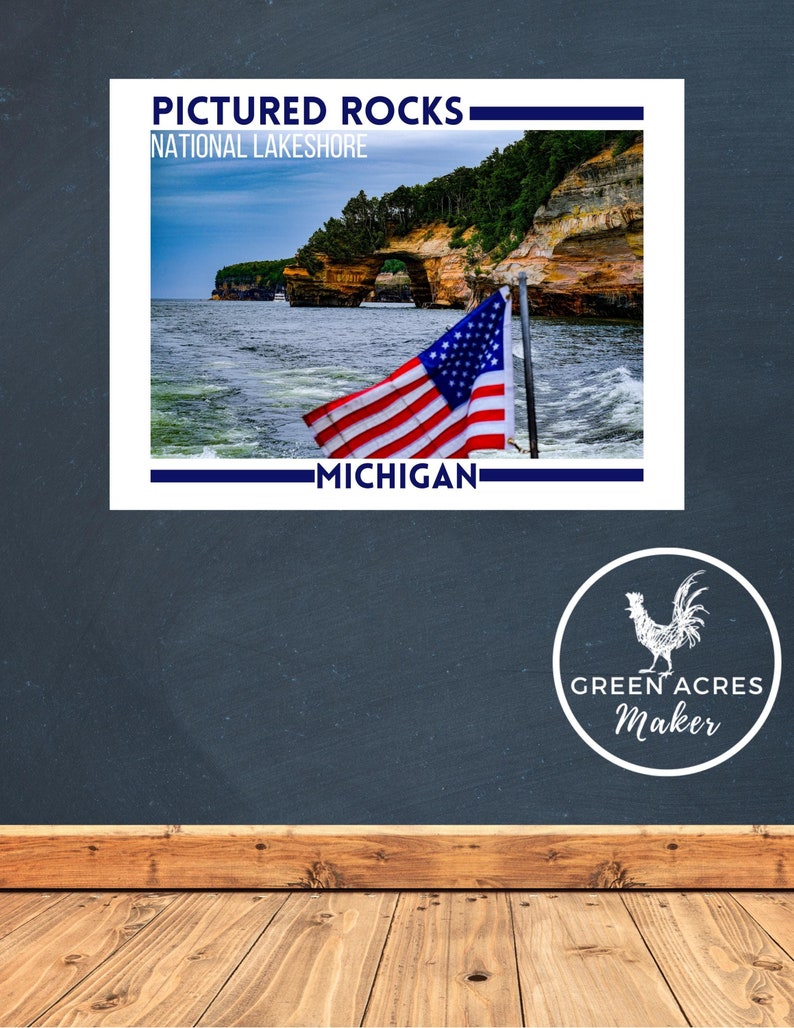 Pictured Rocks Photo Poster, Michigan Wall Art, Upper Peninsula Art ...