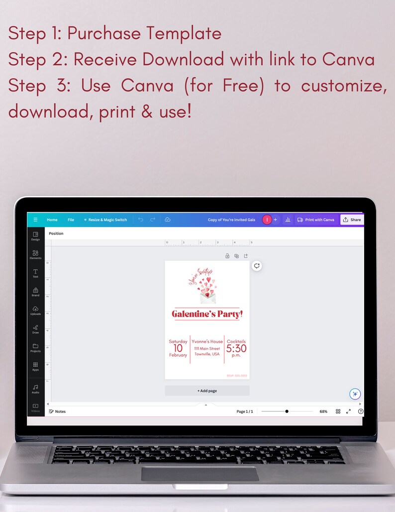 Vad Invitation Customizable Galentine's Party Invitation - Personalize for Free With ...