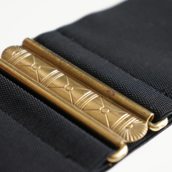 Black elastic belt in egyptian style, black gold xs belt