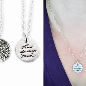 Small Silver Fingerprint Pendant - Signature Necklace - Memorial Jewelry for Men and Women - Fingerprint Jewelry