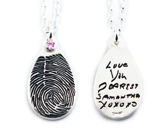 Fingerprint Necklace - Fingerprint Pendant with name and with or witho – My  Fine Silver Designs