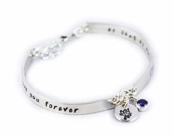 I'll love you forever, I'll like you for always bangle bracelet with birthstones - Sterling Silver bangle - Gift for Her, Mom Gift