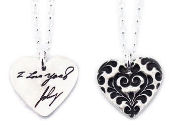 Memorial Handwriting Necklace – Personalized Fine Silver Pendant