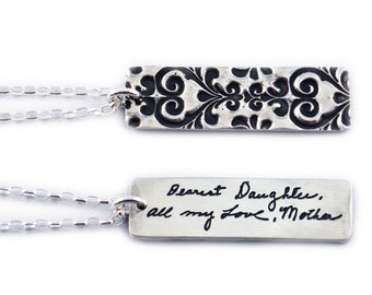 Actual Writing Signature on a Silver Pendant - Signature Necklace - Memorial Jewelry for Men and Women - Handwriting Jewelry