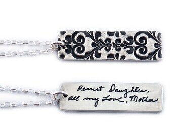 Fine Silver Signature Necklace – Custom Handwriting, Memorial Jewelry