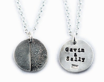 Fine Silver Pet Print & Fingerprint Necklace – Personalized Memorial Pendant
