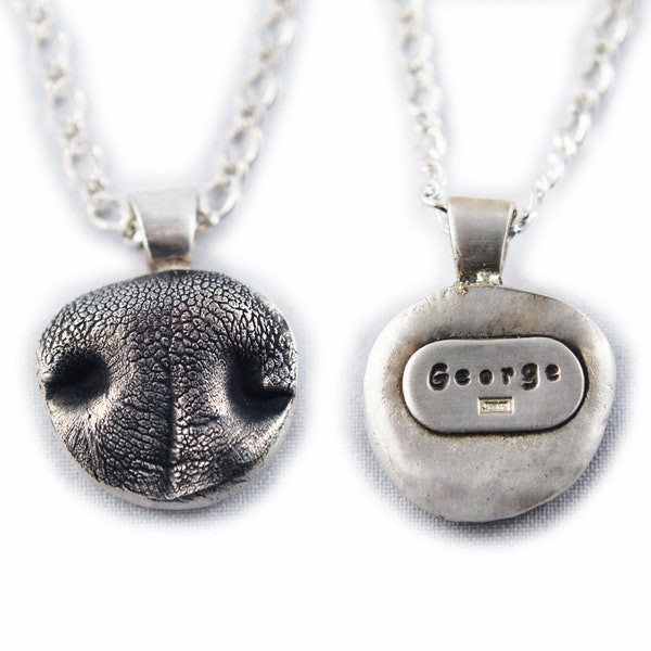 3D Silver Dog Nose Print Pendant on a keychain or necklace - YOUR Dog's Actual Nose Print, Pet Jewelry, Dog Nose Print, Pet Memorial Jewelry