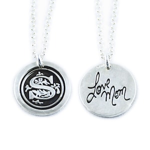 Handwritting Necklace, Handwritten Jewelry, Monogram Necklace - Silver Signature Pendant using an ink print - Memorial handwriting jewelry