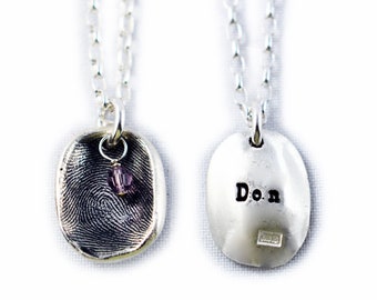 Fingerprint Jewelry, Fingerprint Necklace, Fingerprint Pendant with or without birthstone - Mom Gift