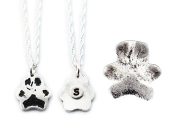 Fine Silver Paw Print Necklace – Custom Pet Memorial Jewelry