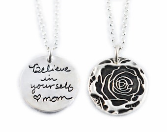 Memorial Handwriting Necklace – Custom Signature Silver Pendant