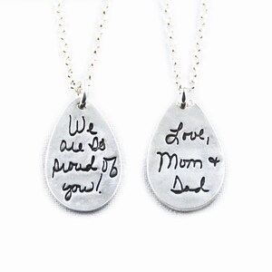 Memorial Jewelry Signature Necklace Your Loved One's Actual Writing or Signature on a Tear Drop Silver Pendant Handwriting Jewelry image 6