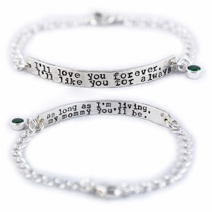 I&#39;ll love you forever, I&#39;ll like you for always, as long as I&#39;m living, my mommy you&#39;ll be - sterling silver bracelet - mom gift
