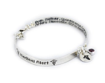 Medical Alert Bracelet and ID Bracelet Sterling Silver Custom Made - Women and Teens Bracelet