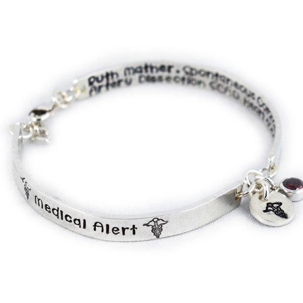 Medical Alert Bracelet and ID Bracelet Sterling Silver Custom Made - Women and Teens Bracelet
