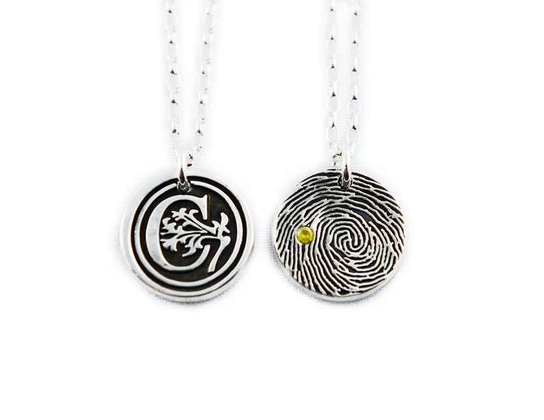 Fingerprint Necklace Fingerprint Jewelry Monogram Necklace Etsy