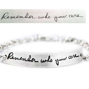 Custom Handwriting Bracelet - Actual Handwriting Jewelry - Signature Jewelry - Memorial Jewelry - Gift for Her handwriting bar bracelet