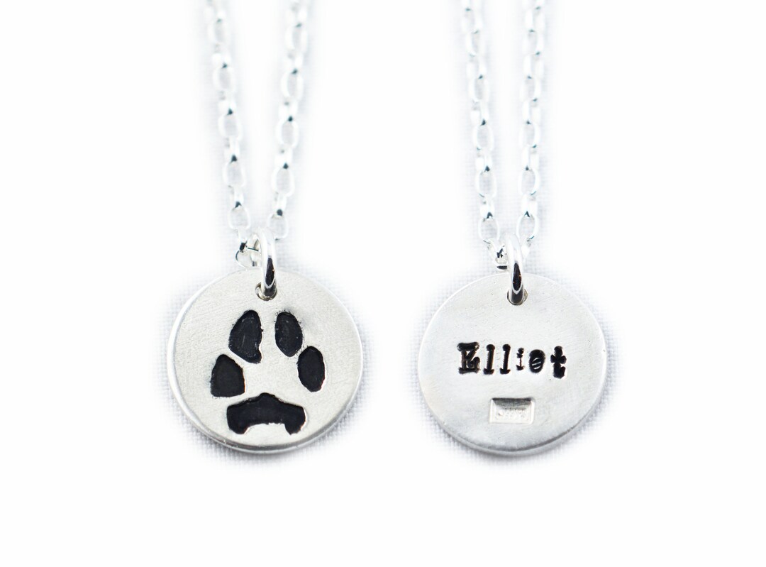 Fine Silver Pet Paw Print Necklace – Custom Memorial Jewelry - Etsy Canada