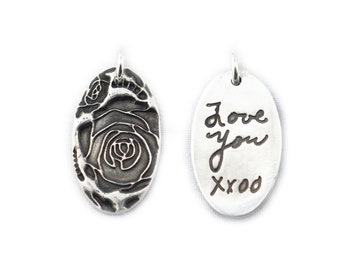 Signature Necklace – Custom Handwriting Silver Pendant, Memorial Jewelry
