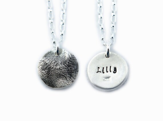 Sterling Silver Dog Paw Print Necklace, Pet Memorial Jewelry