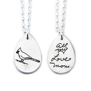 Memorial Jewelry Signature Necklace Your Loved One's Actual Writing or Signature on a Tear Drop Silver Pendant Handwriting Jewelry image 5