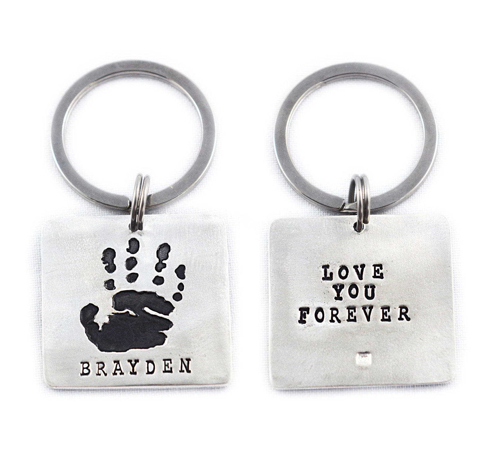 Handprint Keychain and or Footprint Keychain With a Sterling Etsy