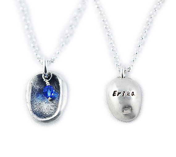 Collana Personalizzata Con Impronte Digitali – Incisione Unica, Scegli Pietra O Lettera, In Oro 18K, Oro Rosa O Argento – Gioiello Ricordo