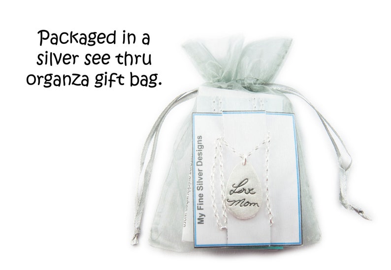 Memorial Jewelry Signature Necklace Your Loved One's Actual Writing or Signature on a Tear Drop Silver Pendant Handwriting Jewelry image 9