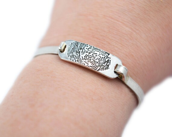 Fingerprint Jewelry Fingerprint Tension Sterling Silver Bracelet
