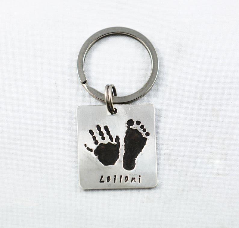 Handprint Keychain and or Footprint Keychain with a Sterling Etsy