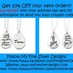 Memorial Jewelry Signature Necklace Your Loved One's Actual Writing or Signature on a Tear Drop Silver Pendant Handwriting Jewelry image 10