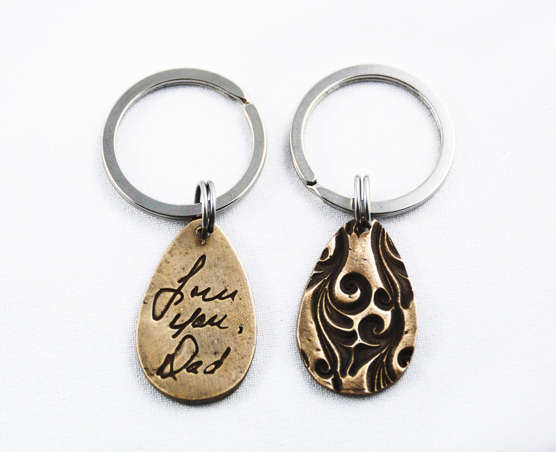 Handwriting Bronze Keychain – Personalized Memorial Jewelry Gift - Etsy