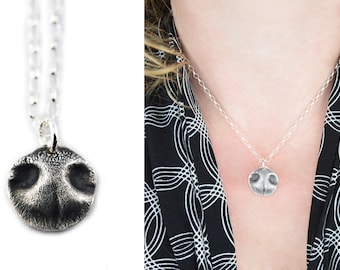 3D Silver Dog Nose Print Pendant on a keychain or necklace - YOUR Dog's Actual Nose Print, Pet Jewelry, Dog Nose Print, Pet Memorial Jewelry