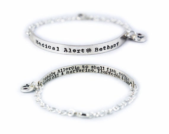Medical Alert Bracelet and ID Bracelet Sterling Silver Custom Made Women Teens and Children s Bracelet Etsy