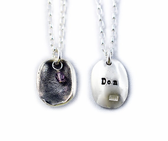 Collana di impronte digitali con pietra portafortuna - Memoriale di gioielli con impronte digitali - Italia
