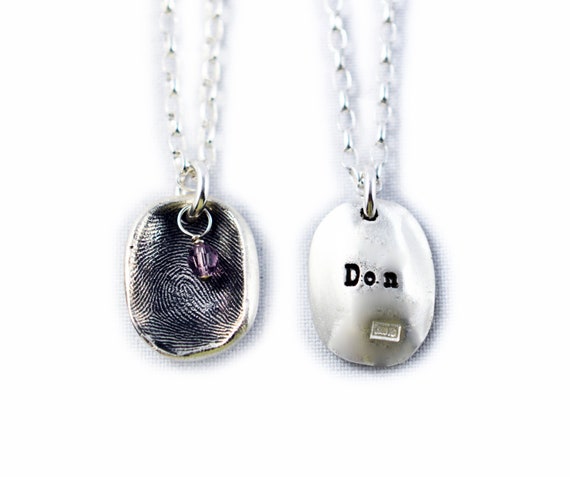 Collana Personalizzata Con Impronte Digitali – Incisione Unica, Scegli Pietra O Lettera, In Oro 18K, Oro Rosa O Argento – Gioiello Ricordo