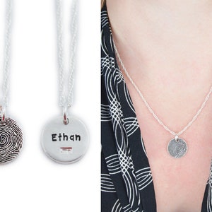Small Silver Fingerprint Pendant - Signature Necklace - Memorial Jewelry for Men and Women - Fingerprint Jewelry