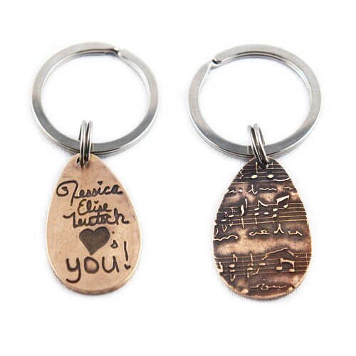 Actual HANDWRITING 2024 Jewelry Signature Keychain Memorial Jewelry Personalized Jewelry CUSTOM handwriting gift for her or him - Bronze Keychain